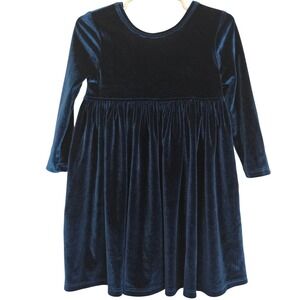 Pink Chicken NewYork Navy Blue Velvet Long Sleeve Dress Toddler Girls 2T Holiday